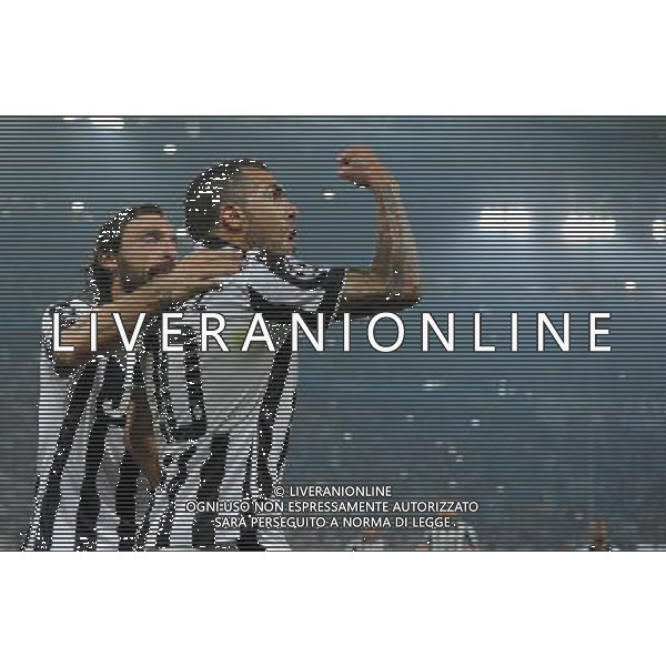 UEFA Champions League 2014/2015 Semifinale Andata Torino- 05.05.2015 Juventus-Real Madrid Nella Foto: esultanza dopo il gol su rigore di carlos tevez del 2-1 con andrea pirlo /Ph.Vitez-Ag. Aldo Liverani
