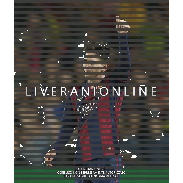 firo Fu§ball, Fussball, 06.05.2015 Uefa Champions League, CL Saison 2014/2015 CHL Halbfinale, Hinspiel FCB FC Barcelona - FCB FC Bayern MŸnchen Muenchen 3:0 Barca Lionel Messi, Gestik, Geste, halbe figur /AGENZIA ALDO LIVERANI SAS - ITALY ONLY - EDITORIAL USE ONLY - Barcellona Vs Bayern Monaco semifinale andata champions League 06 maggio 2015