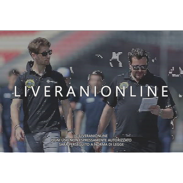 Romain Grosjean (FRA), Lotus F1 Team Julien Simon-Chautemps (FRA), Romain Grosjean race engineer, Lotus F1 Team 07.05.2015. Formula 1 World Championship, Rd 5, Spanish Grand Prix, Barcelona, Spain, Preparation Day. /AGENZIA ALDO LIVERANI SAS - ITALY ONLY - EDITORIAL USE ONLY - Gp f1 Barcellona Spagna - preparativi