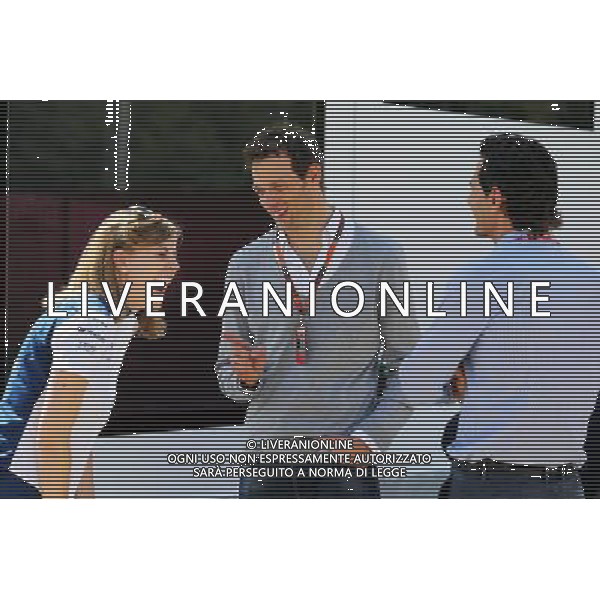 (L to R): Susie Wolff (GBR) Williams Development Driver with Alex Wurz (AUT) Williams Driver Mentor and Pedro De La Rosa (ESP) Ferrari Development Driver. 07.05.2015. Formula 1 World Championship, Rd 5, Spanish Grand Prix, Barcelona, Spain, Preparation Day. /AGENZIA ALDO LIVERANI SAS - ITALY ONLY - EDITORIAL USE ONLY - Gp F1 Barcellona Spagna - Preparativi