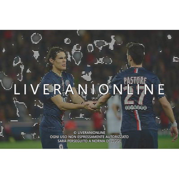Joie Edinson CAVANI / Javier PASTORE - 08.05.2015 - PSG / Guingamp - 36eme journee de Ligue 1 Photo : Dave Winter / Icon Sport AG ALDO LIVERANI SAS ONLY ITALY