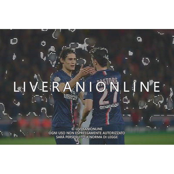 Joie Edinson CAVANI / Javier PASTORE - 08.05.2015 - PSG / Guingamp - 36eme journee de Ligue 1 Photo : Dave Winter / Icon Sport AG ALDO LIVERANI SAS ONLY ITALY