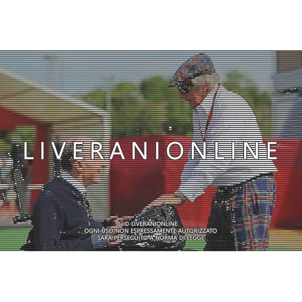 (L to R): Frank Williams (GBR) Williams Team Owner with Jackie Stewart (GBR). 10.05.2015. Formula 1 World Championship, Rd 5, Spanish Grand Prix, Barcelona, Spain, Race Day. AG ALDO LIVERANI SAS ONLY ITALY