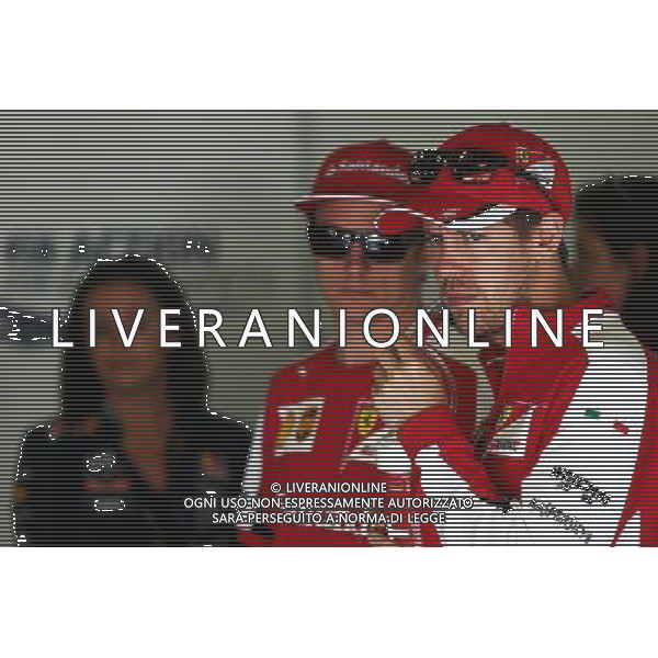 Sebastian Vettel (GER) Ferrari and Kimi Raikkonen (FIN) Ferrari on the drivers parade. 10.05.2015. Formula 1 World Championship, Rd 5, Spanish Grand Prix, Barcelona, Spain, Race Day. AG ALDO LIVERANI SAS ONLY ITALY