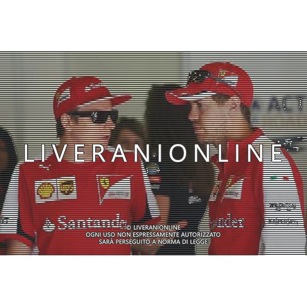 (L to R): Kimi Raikkonen (FIN) Ferrari with team mate Sebastian Vettel (GER) Ferrari on the drivers parade. 10.05.2015. Formula 1 World Championship, Rd 5, Spanish Grand Prix, Barcelona, Spain, Race Day. AG ALDO LIVERANI SAS ONLY ITALY