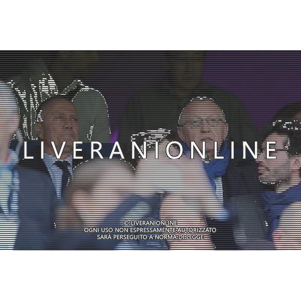 Bernard LACOMBE / Jean Michel AULAS - 09.05.2015 - Caen / Lyon - 36eme journee de Ligue 1 Photo : Vincent Michel / Icon Sport AG ALDO LIVERANI SAS ONLY ITALY