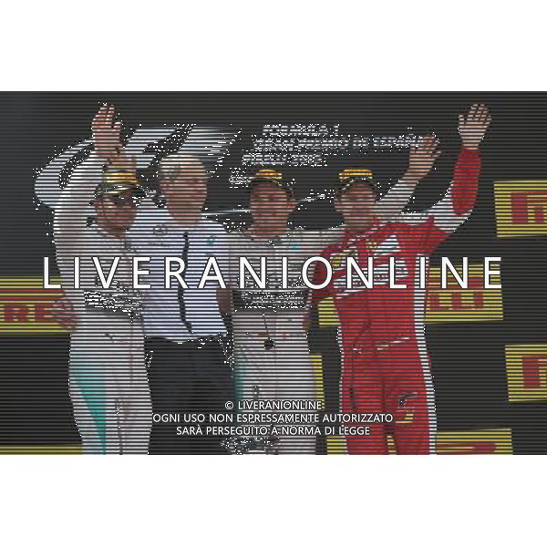 The podium (L to R): Lewis Hamilton (GBR) Mercedes AMG F1, second; Tony Ross (GBR) Mercedes AMG F1 Race Engineer; Nico Rosberg (GER) Mercedes AMG F1, race winner; Sebastian Vettel (GER) Ferrari, third. 10.05.2015. Formula 1 World Championship, Rd 5, Spanish Grand Prix, Barcelona, Spain, Race Day. AG ALDO LIVERANI SAS ONLY ITALY