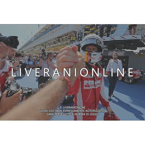 Sebastian Vettel (GER) Ferrari celebrates his third position in parc ferme. 10.05.2015. Formula 1 World Championship, Rd 5, Spanish Grand Prix, Barcelona, Spain, Race Day. AG ALDO LIVERANI SAS ONLY ITALY