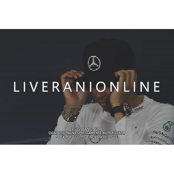 Lewis Hamilton (GBR) Mercedes AMG F1 in the FIA Press Conference. 10.05.2015. Formula 1 World Championship, Rd 5, Spanish Grand Prix, Barcelona, Spain, Race Day. AG ALDO LIVERANI SAS ONLY ITALY