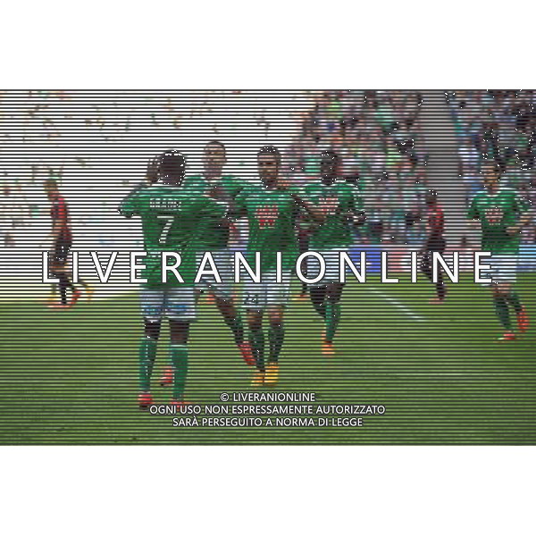 JOIE DE Mevlut ERDING / Loic PERRIN / Max Alain GRADEL - 10.05.2015 - Saint Etienne / Nice - 36eme journee de Ligue 1 Photo : Jean Paul Thomas / Icon Sport AG ALDO LIVERANI SAS ONLY ITALY
