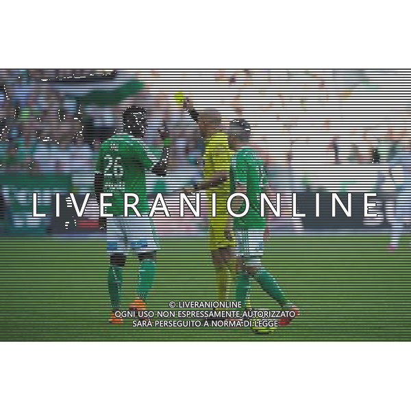 Bartolomeu VARELA / Moustapha SALL - 10.05.2015 - Saint Etienne / Nice - 36eme journee de Ligue 1 Photo : Jean Paul Thomas / Icon Sport AG ALDO LIVERANI SAS ONLY ITALY