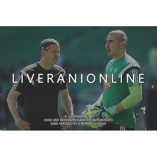 Fabrice GRANGE / Stephane RUFFIER - 10.05.2015 - Saint Etienne / Nice - 36eme journee de Ligue 1 Photo : Jean Paul Thomas / Icon Sport AG ALDO LIVERANI SAS ONLY ITALY