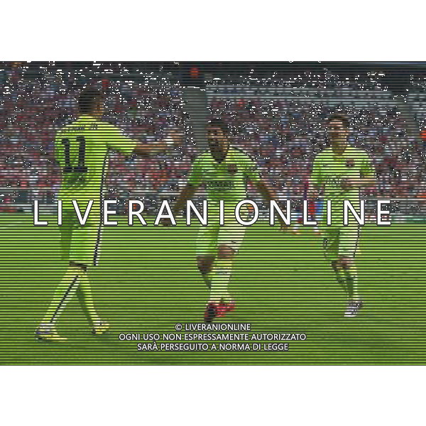 firo Fu§ball, Fussball, 12.05.2015 Uefa Champions League, CL Saison 2014/2015 CHL Halbfinale, RŸckspiel Jubel NEYMAR,Luis Suarez and Lionel Messi , Barcelona $worldrights Es gelten unsere AGB, einsehbar auf www.firosportphoto.de ¤ONLY FOR USE IN GERMANY !!!! Photo : BPI, copyright by firo sportphoto: Coesfelder Str.207 48249 DŸlmen www.firosportphoto.de mail@firosportphoto.de (V o l k s b a n k B o c h u m - W i t t e n ) BLZ.: 430 601 29 Kt. Nr.: 341 117 100 Tel:Ê 02594 - 9916004 Fax:Ê02594 - 9916005 AG ALDO LIVERANI SAS ONLY ITALY