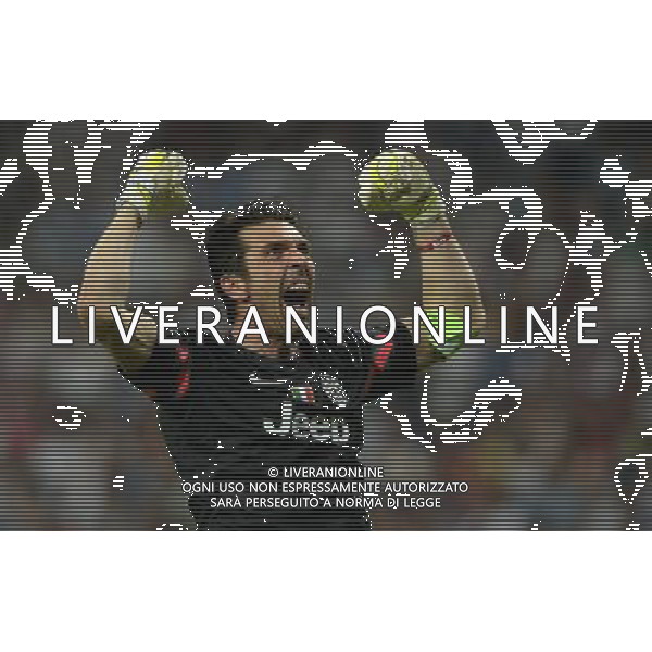 UEFA Champions League 2014/2015 Semifinale Ritorno Madrid - 13.05.2015 Real Madrid-Juventus Nella Foto: esultanza di gianluigi buffon dopo il gol del pareggio di alvaro morata del 1-1 /Ph.Vitez-Ag. Aldo Liverani