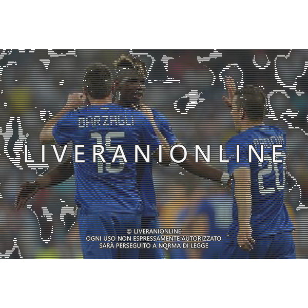 UEFA Champions League 2014/2015 Semifinale Ritorno Madrid - 13.05.2015 Real Madrid-Juventus Nella Foto: esultanza di andrea barzagli, paul pogba e padoin /Ph.Vitez-Ag. Aldo Liverani