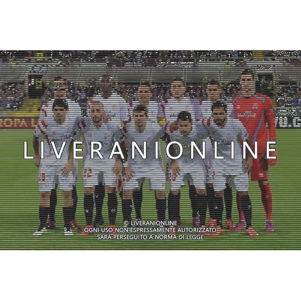 UEFA Europa League 2014/2015 Semifinale Ritorno Firenze - 14.05.2015 Fiorentina-Siviglia Nella Foto:Siviglia Squadra Formazione Rico,Tremoulinas,Krychowiak,Carrico,Bacca,Kolodziejczak,Banega,Vitolo,Vidal,Coke,Mbia /Ph.Vitez-Ag. Aldo Liverani