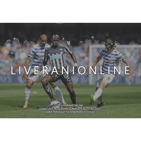Newcastle United\'s Moussa Sissoko holds off the challenge from Queens Park Rangers\' Karl Henry (left) and Joey Barton Photographer Ashley Western/CameraSport Football - Barclays Premiership - Queens Park Rangers v Newcastle United - Saturday 16th May 2015 - Loftus Road - London © CameraSport - 43 Linden Ave. Countesthorpe. Leicester. England. LE8 5PG - Tel: +44 (0) 116 277 4147 - admin@camerasport.com - www.camerasport.com AG ALDOL IVERANI SAS ONLY ITALY