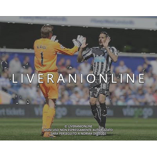 Newcastle United\'s Jonas Gutierrez (right) celebrates with Tim Krul after they take a 1-0 lead Photographer Ashley Western/CameraSport Football - Barclays Premiership - Queens Park Rangers v Newcastle United - Saturday 16th May 2015 - Loftus Road - London © CameraSport - 43 Linden Ave. Countesthorpe. Leicester. England. LE8 5PG - Tel: +44 (0) 116 277 4147 - admin@camerasport.com - www.camerasport.com AG ALDOL IVERANI SAS ONLY ITALY