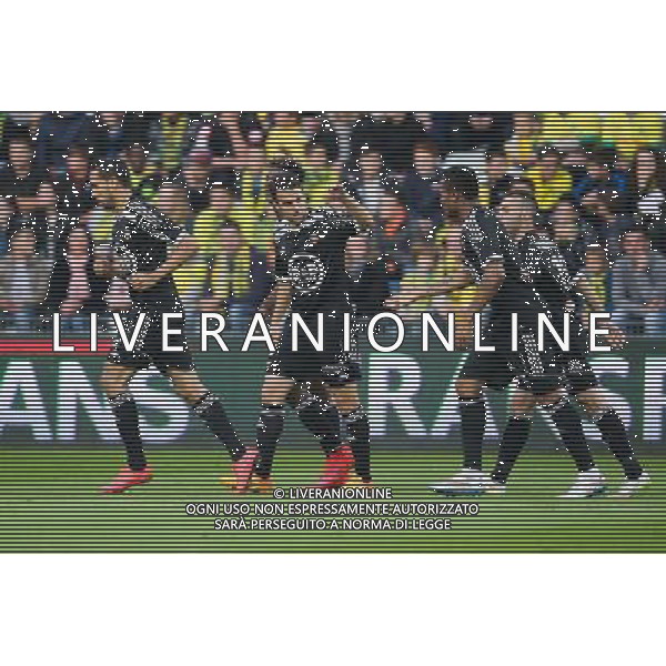Joie Yann JOUFFRE / Jordan AYEW - 16.05.2015 - Nantes / Lorient - 37eme journee de Ligue 1 Photo : Vincent Michel / Icon Sport /AGENZIA ALDO LIVERANI Sas - ITALY ONLY - EDITORIAL USE ONLY