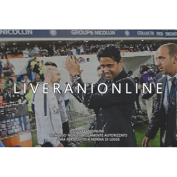 Joie PSG Champion - Nasser AL KHELAIFI - 16.05.2015 - Montpellier / Paris Saint Germain - 37eme journÌ©e de Ligue 1 Photo : Alexandre Dimou / Icon Sport AG ALDO LIVERANI SAS ONLY ITALY