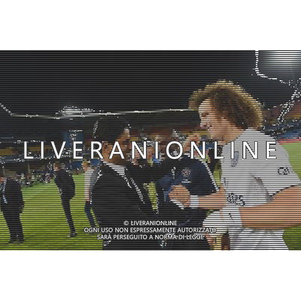 Joie PSG Champion - Zoumana CAMARA / David LUIZ / Nasser AL KHELAIFI - 16.05.2015 - Montpellier / Paris Saint Germain - 37eme journÌ©e de Ligue 1 Photo : Alexandre Dimou / Icon Sport AG ALDO LIVERANI SAS ONLY ITALY