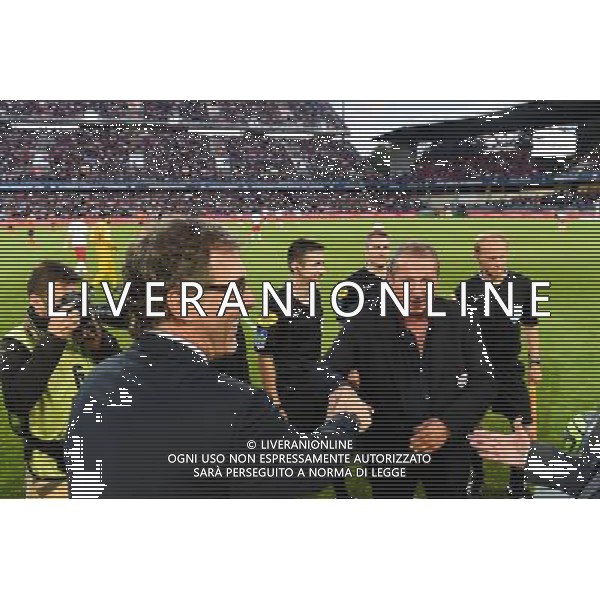 Rolland Courbis / Laurent Blanc - 16.05.2015 - Montpellier / Paris Saint Germain - 37eme journee de Ligue 1 Photo : Alexandre Dimou / Icon Sport AG ALDO LIVERANI SAS ONLY ITALY
