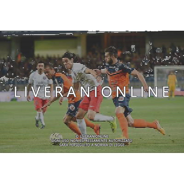 Edinson Cavani / Victorino Hilton / Mathieu Deplagne - 16.05.2015 - Montpellier / Paris Saint Germain - 37eme journee de Ligue 1 Photo : Alexandre Dimou / Icon Sport AG ALDO LIVERANI SAS ONLY ITALY