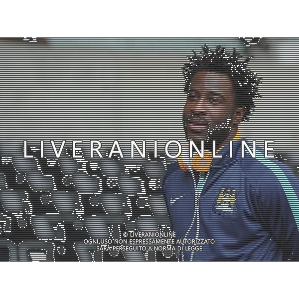 Manchester City\'s Wilfred Bony arrives at the liberty stadium Photographer Ashley Crowden/CameraSport Football - Barclays Premiership - Swansea City v Manchester City - Sunday 17th May 2015 - Liberty Stadium - Swansea © CameraSport - 43 Linden Ave. Countesthorpe. Leicester. England. LE8 5PG - Tel: +44 (0) 116 277 4147 - admin@camerasport.com - www.camerasport.com AG ALDO LIVERANI SAS ONLY ITALY