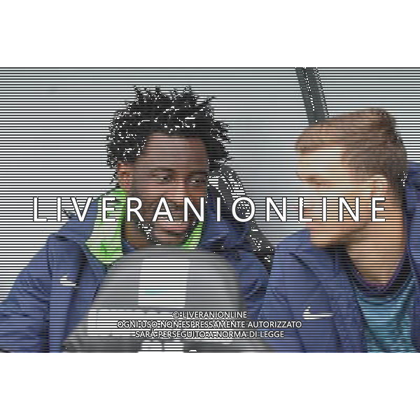 Manchester City\'s Wilfred Bony takes his place on the bench Photographer Ashley Crowden/CameraSport Football - Barclays Premiership - Swansea City v Manchester City - Sunday 17th May 2015 - Liberty Stadium - Swansea © CameraSport - 43 Linden Ave. Countesthorpe. Leicester. England. LE8 5PG - Tel: +44 (0) 116 277 4147 - admin@camerasport.com - www.camerasport.com /AGENZIA ALDO LIVERANI Sas - ITALY ONLY - EDITORIAL USE ONLY