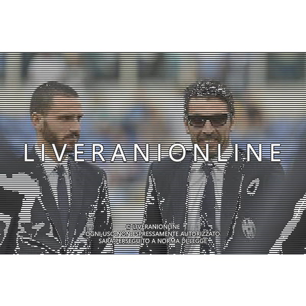 Roma - 20/05/2015 - Stadio Olimpico - Finale Tim Cup 2014-2015 - Juventus vs SS Lazio - nella foto: Gianluigi Buffon e Leonardo Bonucci in borghese nel prepartita / Ph. Fabrizio Corradetti - Ag. Aldo Liverani Sas