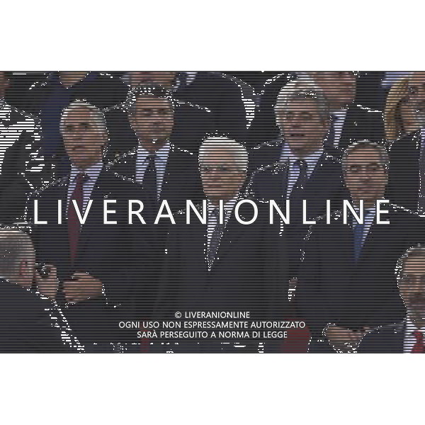 Roma - 20/05/2015 - Stadio Olimpico - Finale Tim Cup 2014-2015 - Juventus vs SS Lazio - nella foto: Sergio Mattarella Giovanni Malago\' e Maurizio Gasparri durante l\'inno nazionale / Ph. Fabrizio Corradetti - Ag. Aldo Liverani Sas