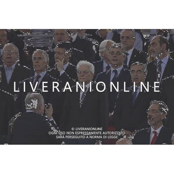 Roma - 20/05/2015 - Stadio Olimpico - Finale Tim Cup 2014-2015 - Juventus vs SS Lazio - nella foto: Giovanni Malago\' Sergio Mattarella Maurizio Gasparri durante l\'inno nazionale / Ph. Fabrizio Corradetti - Ag. Aldo Liverani Sas