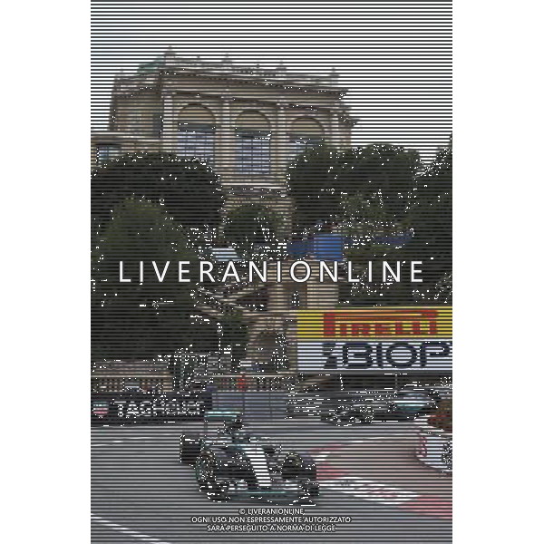 Nico Rosberg (GER) Mercedes AMG F1 W06 leads team mate Lewis Hamilton (GBR) Mercedes AMG F1 W06. 21.05.2015. Formula 1 World Championship, Rd 6, Monaco Grand Prix, Monte Carlo, Monaco, Practice Day. AG ALDO LIVERANI SAS ONLY ITALY 