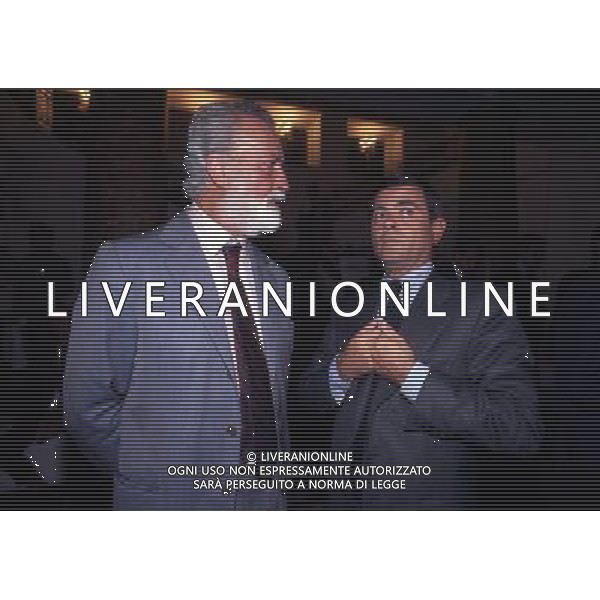 ARCHIVIO LIVERANI NELLA FOTO EUGENIO SCALFARI GIORNALISTA ED DIRETTORE REPUBBLICA CON EZIO MAURO AG ALDO LIVERANI SAS