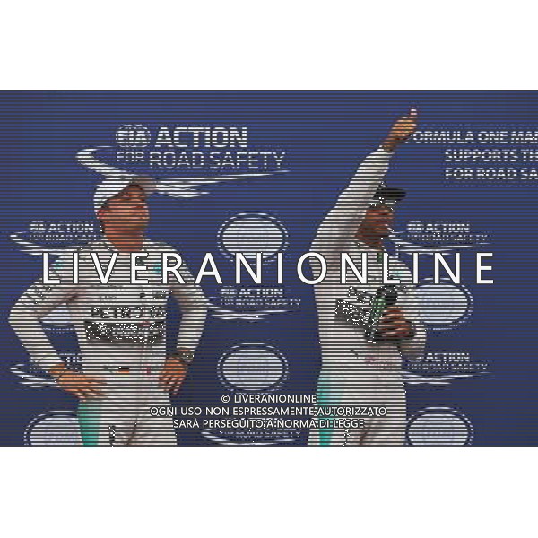 (L to R): second placed Nico Rosberg (GER) Mercedes AMG F1 with team mate and pole sitter Lewis Hamilton (GBR) Mercedes AMG F1 in parc ferme. 23.05.2015. Formula 1 World Championship, Rd 6, Monaco Grand Prix, Monte Carlo, Monaco, Qualifying Day AG ALDO LIVERANI SAS ONLY ITALY