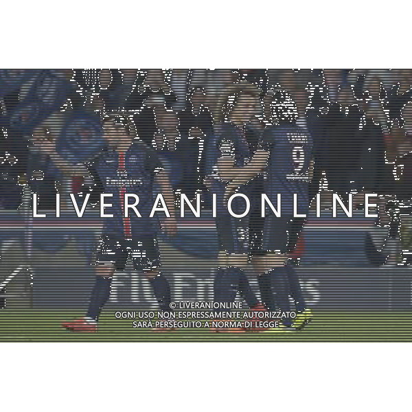 joie PSG / Ezequiel Lavezzi / David Luiz / Edinson Cavani - 23.05.2015 - PSG / Reims - 38eme journee de Ligue 1 Photo : Andre Ferreira / Icon Sport AG ALDO LIVERANI SAS ONLY ITALY