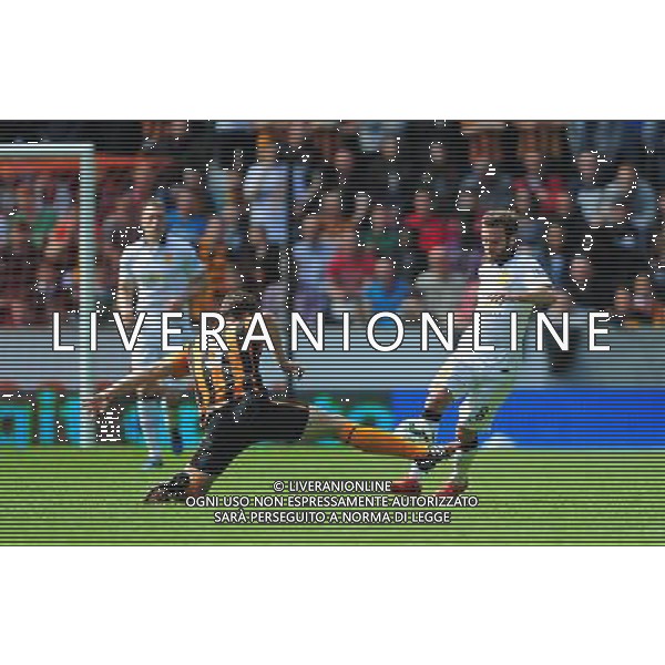Manchester United\'s Juan Mata is tackled by Hull City\'s James Chester Photographer Chris Vaughan/CameraSport Football - Barclays Premiership - Hull City v Manchester United - Sunday 24th May 2015 - Kingston Communications Stadium - Hull © CameraSport - 43 Linden Ave. Countesthorpe. Leicester. England. LE8 5PG - Tel: +44 (0) 116 277 4147 - admin@camerasport.com - www.camerasport.com AG ALDO LIVERANI SAS ONLY ITALY