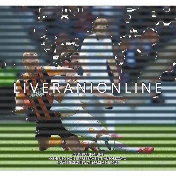Manchester United\'s Juan Mata is fouled by Hull City\'s David Meyler Photographer Chris Vaughan/CameraSport Football - Barclays Premiership - Hull City v Manchester United - Sunday 24th May 2015 - Kingston Communications Stadium - Hull © CameraSport - 43 Linden Ave. Countesthorpe. Leicester. England. LE8 5PG - Tel: +44 (0) 116 277 4147 - admin@camerasport.com - www.camerasport.com AG ALDO LIVERANI SAS ONLY ITALY