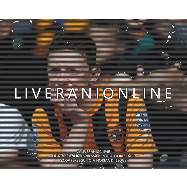 Hull City fans watch on as their sides relegation from the Barclays Premiership gets closer Photographer Chris Vaughan/CameraSport Football - Barclays Premiership - Hull City v Manchester United - Sunday 24th May 2015 - Kingston Communications Stadium - Hull © CameraSport - 43 Linden Ave. Countesthorpe. Leicester. England. LE8 5PG - Tel: +44 (0) 116 277 4147 - admin@camerasport.com - www.camerasport.com AG ALDO LIVERANI SAS ONLY ITALY