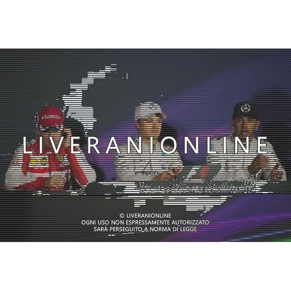 The FIA Press Conference (L to R): Sebastian Vettel (GER) Ferrari, second; Nico Rosberg (GER) Mercedes AMG F1, race winner; Lewis Hamilton (GBR) Mercedes AMG F1, third. 24.05.2015. Formula 1 World Championship, Rd 6, Monaco Grand Prix, Monte Carlo, Monaco, Race Day. AG ALDO LIVERANI SAS ONLY ITALY