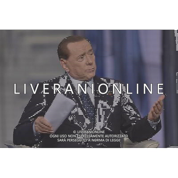 Silvio Berlusconi ospite della trasmissione televisiva \'Porta a Porta\' a Roma 26 maggio 2015 ©Corradetti/AGENZIA ALDO LIVERANI Sas