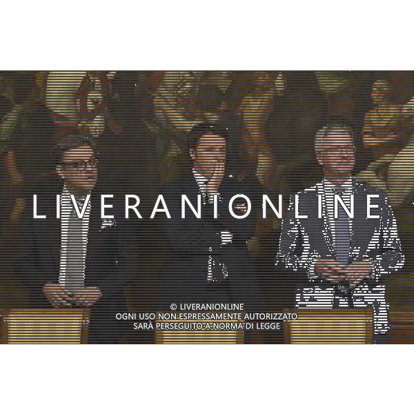 Roma - 27/05/2015 - Palazzo Chigi - Il Presidente del Consiglio Matteo Renzi presiede la firma del Protocollo dâ€™intesa tra il Governo e i vertici di Lamborghini sullo stabilimento di Santâ€™Agata Bolognese - nella foto: da sx Luca De Meo consigliere d\'amministrazione Audi Matteo Renzi e Rupert Stadler AD Audi / Ph. Fabrizio Corradetti - Ag. Aldo Liverani sas/Agenzia Aldo Liverani s.a.s