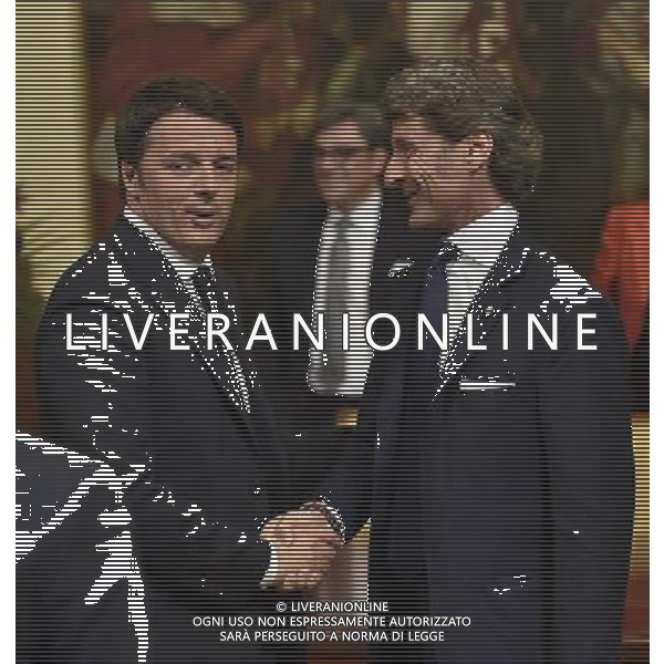 Roma - 27/05/2015 - Palazzo Chigi - Il Presidente del Consiglio Matteo Renzi presiede la firma del Protocollo dâ€™intesa tra il Governo e i vertici di Lamborghini sullo stabilimento di Santâ€™Agata Bolognese - nella foto: Matteo Renzi e Stephan Winkelmann AD Lamborghini / Ph. Fabrizio Corradetti - Ag. Aldo Liverani sas/Agenzia Aldo Liverani s.a.s