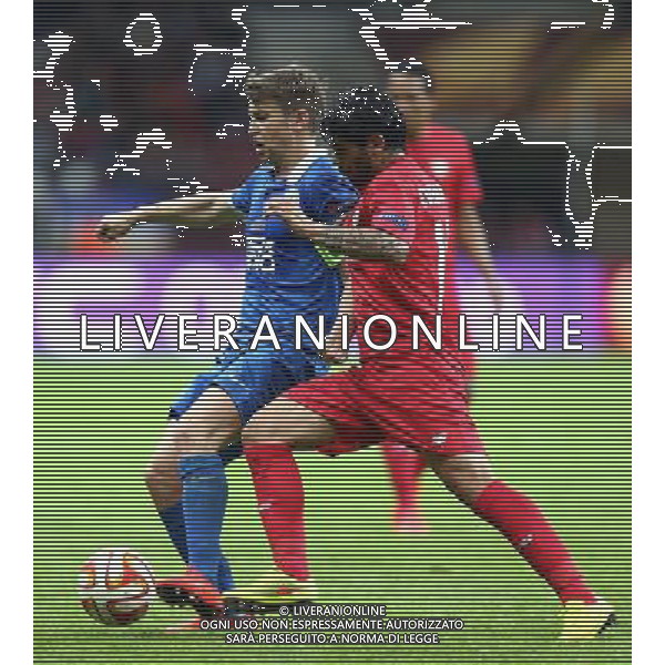 WARSZAWA , STADION NARODOWY 27.05.2015 FINAL LIGA EUROPEJSKA UEFA PILKA NOZNA SEZON 2014 / 2015 FC DNIPRO DNIPROPETROVSK - SEVILLA FC NZ RUSLAN ROTAN ( DNIPRO ) EVER BANEGA ( SEVILLA ) FOT MICHAL NOWAK / NEWSPIX.PL WARSAW , NATIONAL STADIUM 27.05.2015 FOOTBALL UEFA EUROPA LEAGUE FINAL GAME SEASON 2014 / 2015 FC DNIPRO DNIPROPETROVSK - SEVILLA FC RUSLAN ROTAN ( DNIPRO ) EVER BANEGA ( SEVILLA ) MICHAL NOWAK / NEWSPIX.PL --- Newspix.pl /AGENZIA ALDO LIVERANI Sas - ITALY ONLY - EDITORIAL USE ONLY - Dnipro - Siviglia UEFA Europa League 2014/2015 Finale Varsavia (Polonia) - 27.05.2015 *** Local Caption *** www.newspix.pl mail us: info@newspix.pl call us: 0048 022 23 22 222 --- Polish Picture Agency by Ringier Axel Springer Poland