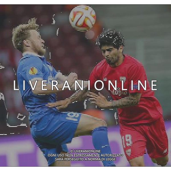 27.05.2015, Warsaw, FC Dnipro Dnipropetrovsk vs Sevilla FC , Football UEFA Europa League Final , Pilka nozna , Liga Europy final , N Z Roman Bezus (Dnipro), Ever Banega (Sevilla) , FOT. ADAM JASTRZEBOWSKI / NEWSPIX.PL --- Newspix.pl /AGENZIA ALDO LIVERANI Sas - ITALY ONLY - EDITORIAL USE ONLY - Dnipro - Siviglia UEFA Europa League 2014/2015 Finale Varsavia (Polonia) - 27.05.2015 *** Local Caption *** www.newspix.pl mail us: info@newspix.pl call us: 0048 022 23 22 222 --- Polish Picture Agency by Ringier Axel Springer Poland