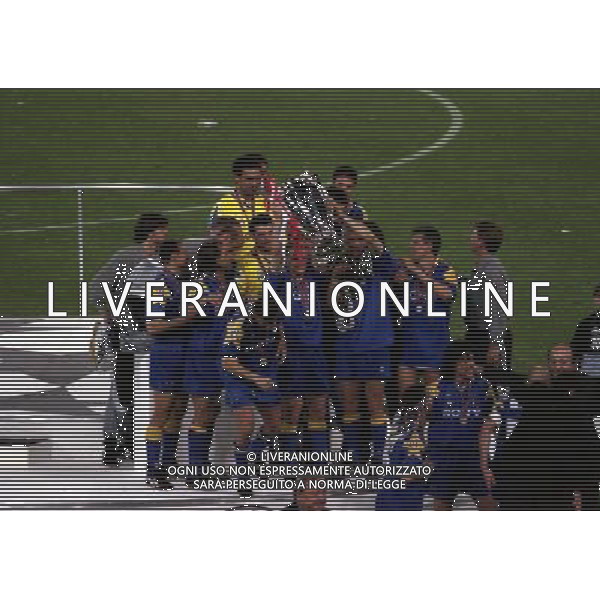 ROMA 22 MAGGIO 1996 FINALE DI CHAMPIONS LEAGUE JUVENTUS -AJAX NELLA FOTO LA PREMIAZIONE DELLA JUVENTUS CHE VINCE LA SECONDA COPPA CAMPIONI AG ALDO LIVERANI SAS