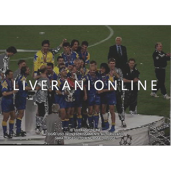 ROMA 22 MAGGIO 1996 FINALE DI CHAMPIONS LEAGUE JUVENTUS -AJAX NELLA FOTO LA PREMIAZIONE DELLA JUVENTUS CHE VINCE LA SECONDA COPPA CAMPIONI AG ALDO LIVERANI SAS