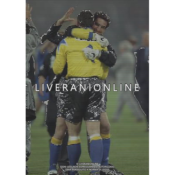 ROMA 22 MAGGIO 1996 FINALE DI CHAMPIONS LEAGUE JUVENTUS -AJAX NELLA FOTO ANGELO PERUZZI E MICHELANGELO RAMPULLA AG ALDO LIVERANI SAS