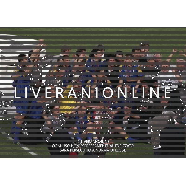 ROMA 22 MAGGIO 1996 FINALE DI CHAMPIONS LEAGUE JUVENTUS -AJAX NELLA FOTO LA JUVENTUS VINCE LA COPPA CAMPIONI AG ALDO LIVERANI SAS