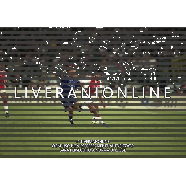 ROMA 22 MAGGIO 1996 FINALE DI CHAMPIONS LEAGUE JUVENTUS -AJAX NELLA FOTO PATRICK KLUIVERT-ANGELO DI LIVIO AG ALDO LIVERANI SAS